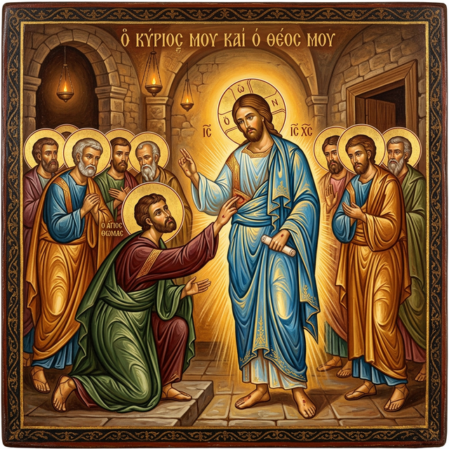 St. Thomas touching the wounds of Christ and confessing 'My Lord and my God'